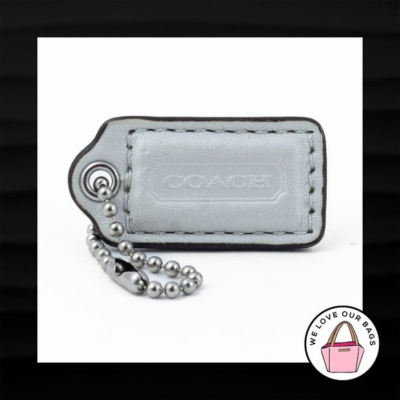 1.5" Small COACH LIGHT GREY GRAY LEATHER KEYFOB CHARM KEYCHAIN HANG TAG WRISTLET - Picture 1 of 1